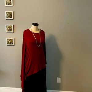 Women Dark red (burgundy)top. One sleeve one shawl sleeve.